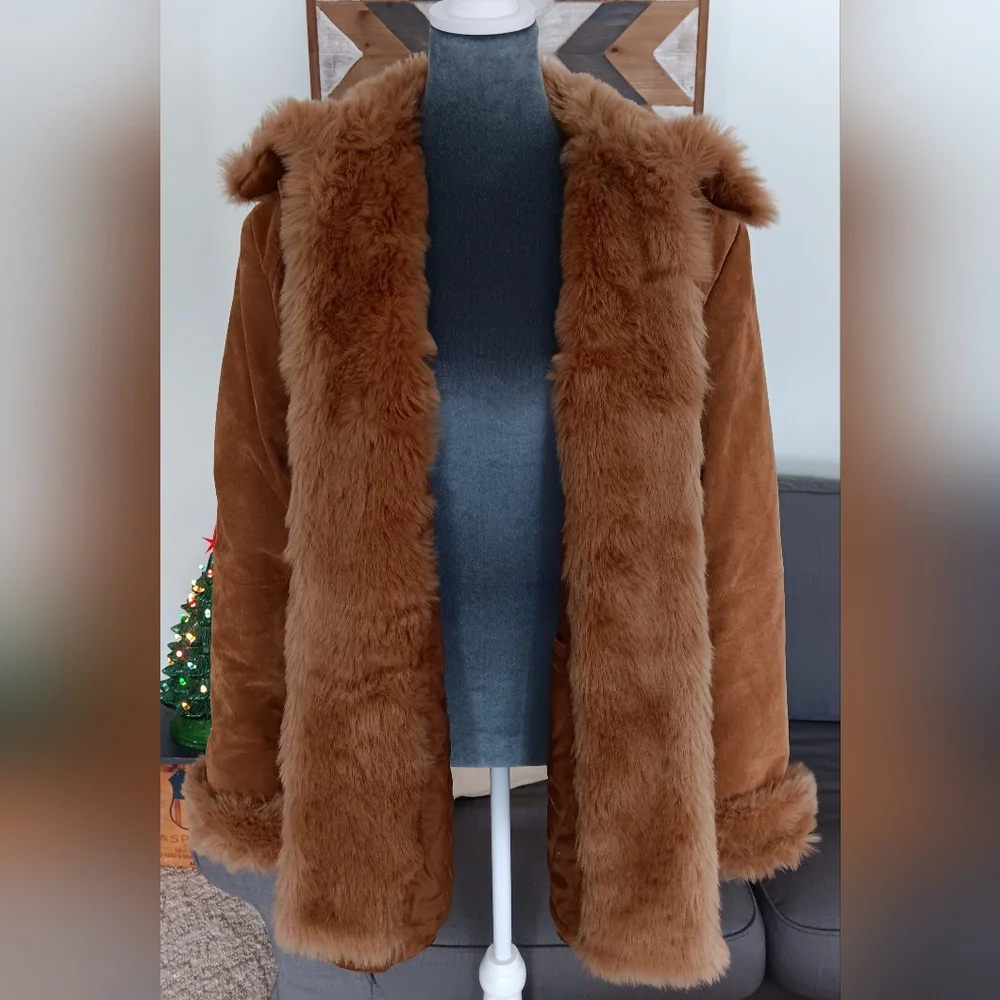 Vintage 90s Y2K Penny Lane Jacket Removable Fur Liner - Picture 2 of 16